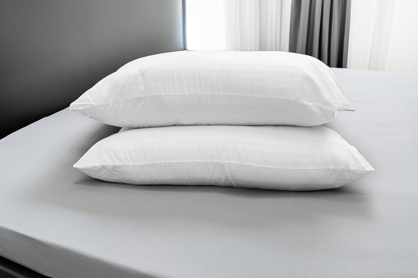 Luxury Hotel Satin Stripe Microfibre Pillow Pair