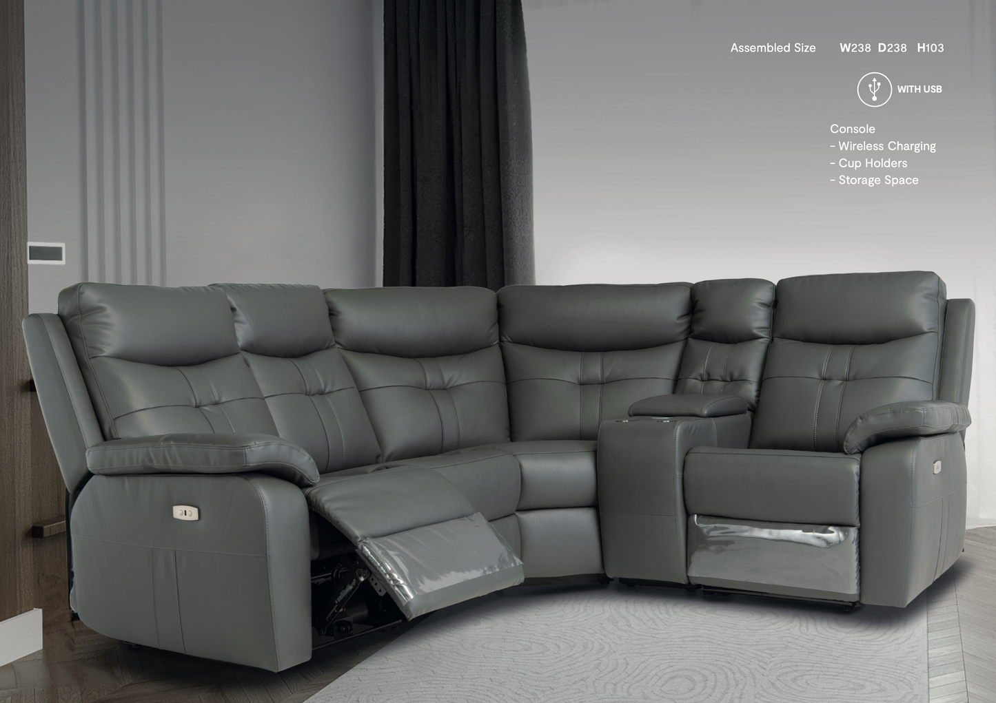 Sylvia Electric Recliner Corner Sofa