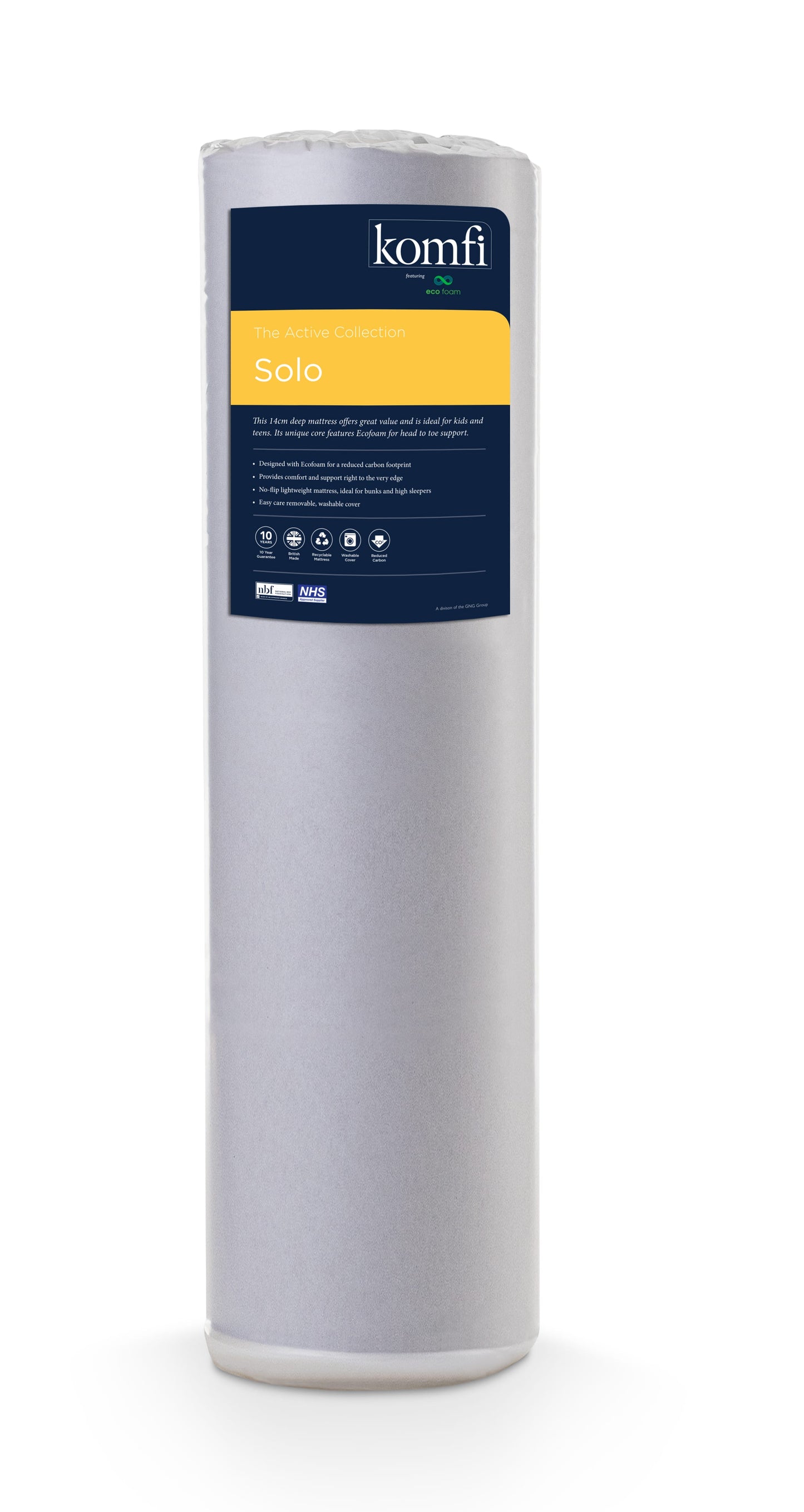 3'0 Single Komfi Active Solo Foam Mattress FREE DELIVERY