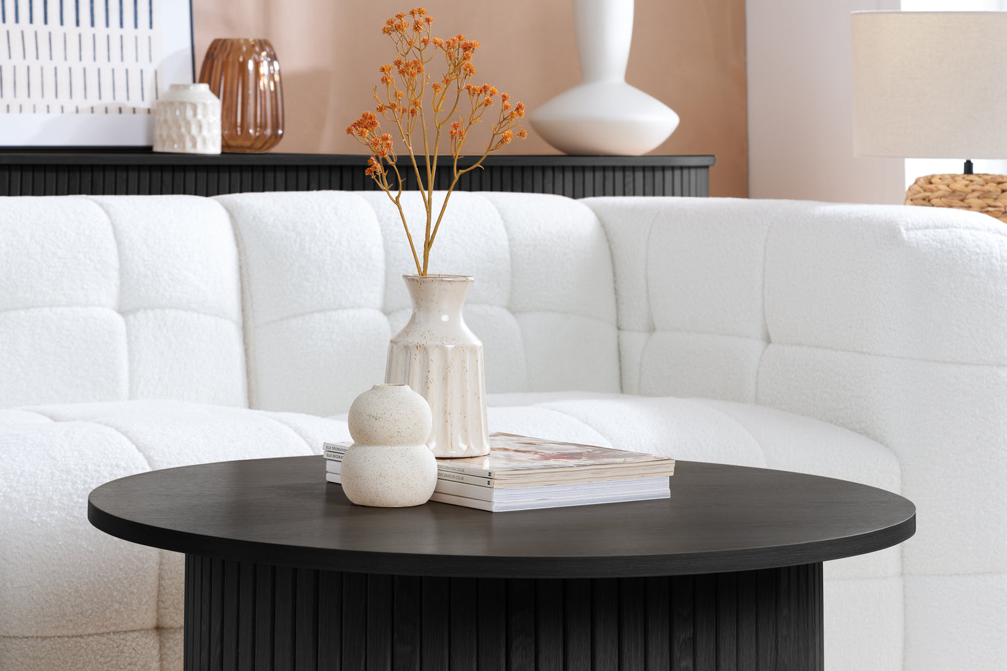 Axel Round Black Fluted Coffee Table