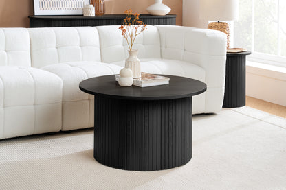 Axel Round Black Fluted Coffee Table