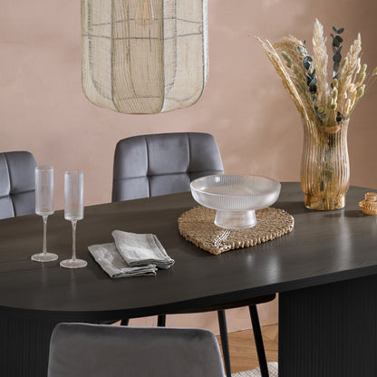Axel Oval Fluted Black Dining Table