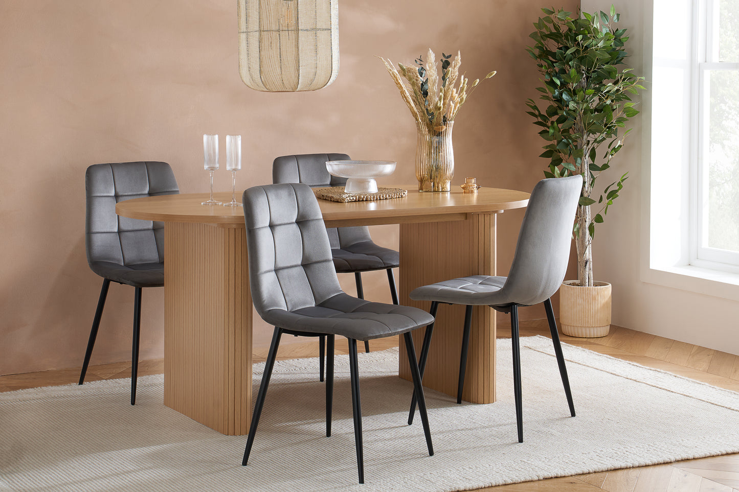 Axel Oval Fluted Dining Table