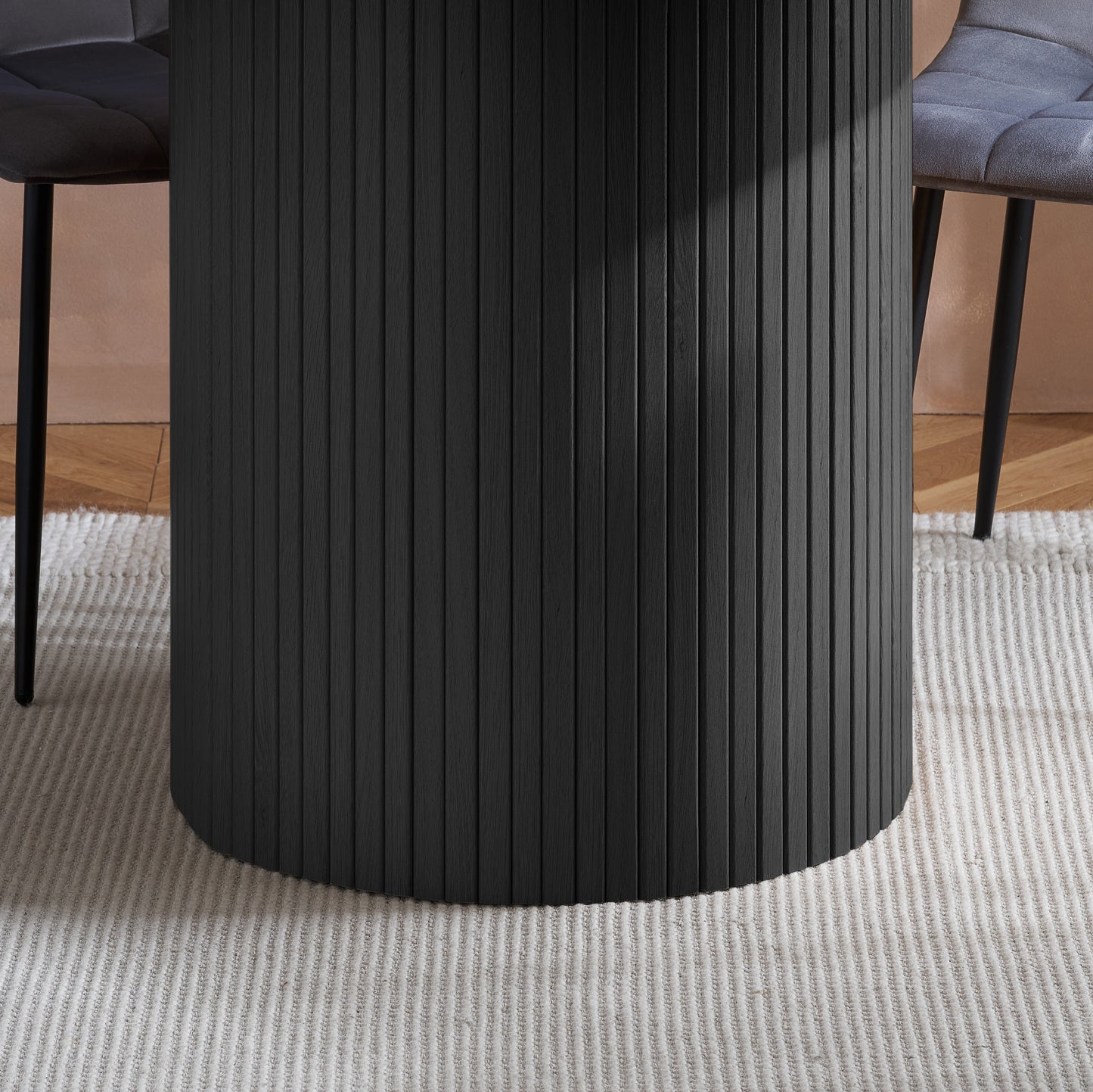 Axel Round Black Fluted Dining Table