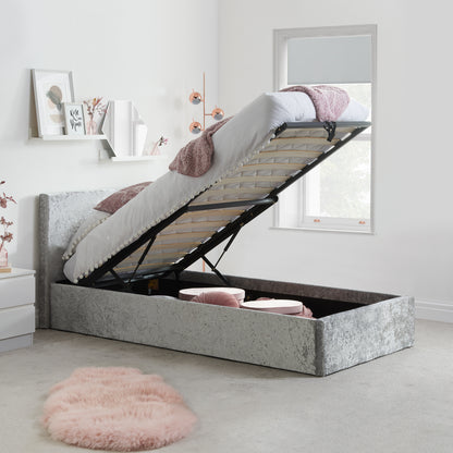 Berlin Ottoman Bed Steel Crushed Velvet