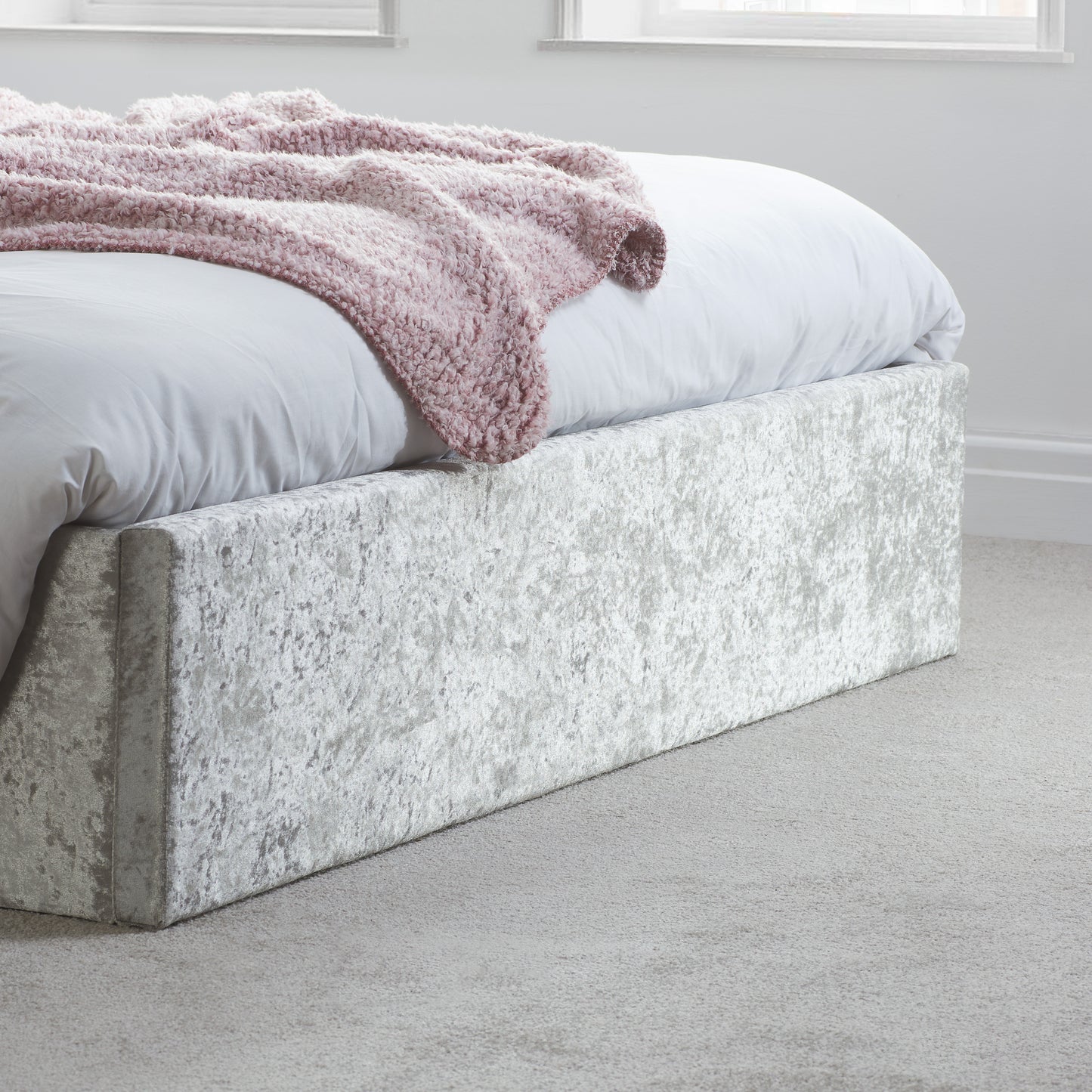 Berlin Ottoman Bed Steel Crushed Velvet