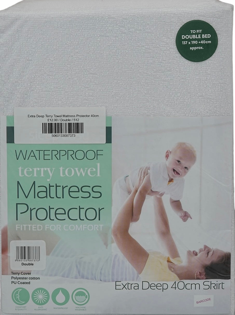 Extra Deep Terry Towel Mattress Protector 40cm