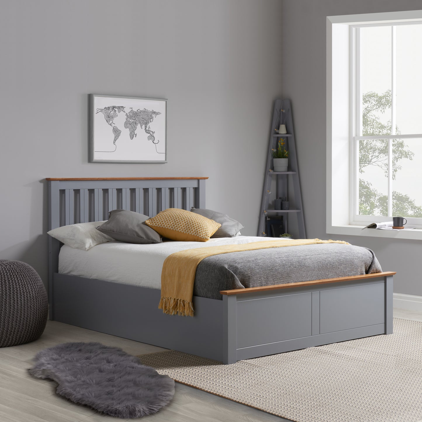 Phoenix Ottoman Bed Stone Grey