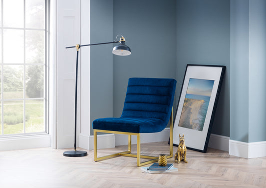 BELLAGIO VELVET CHAIR - BLUE & GOLD