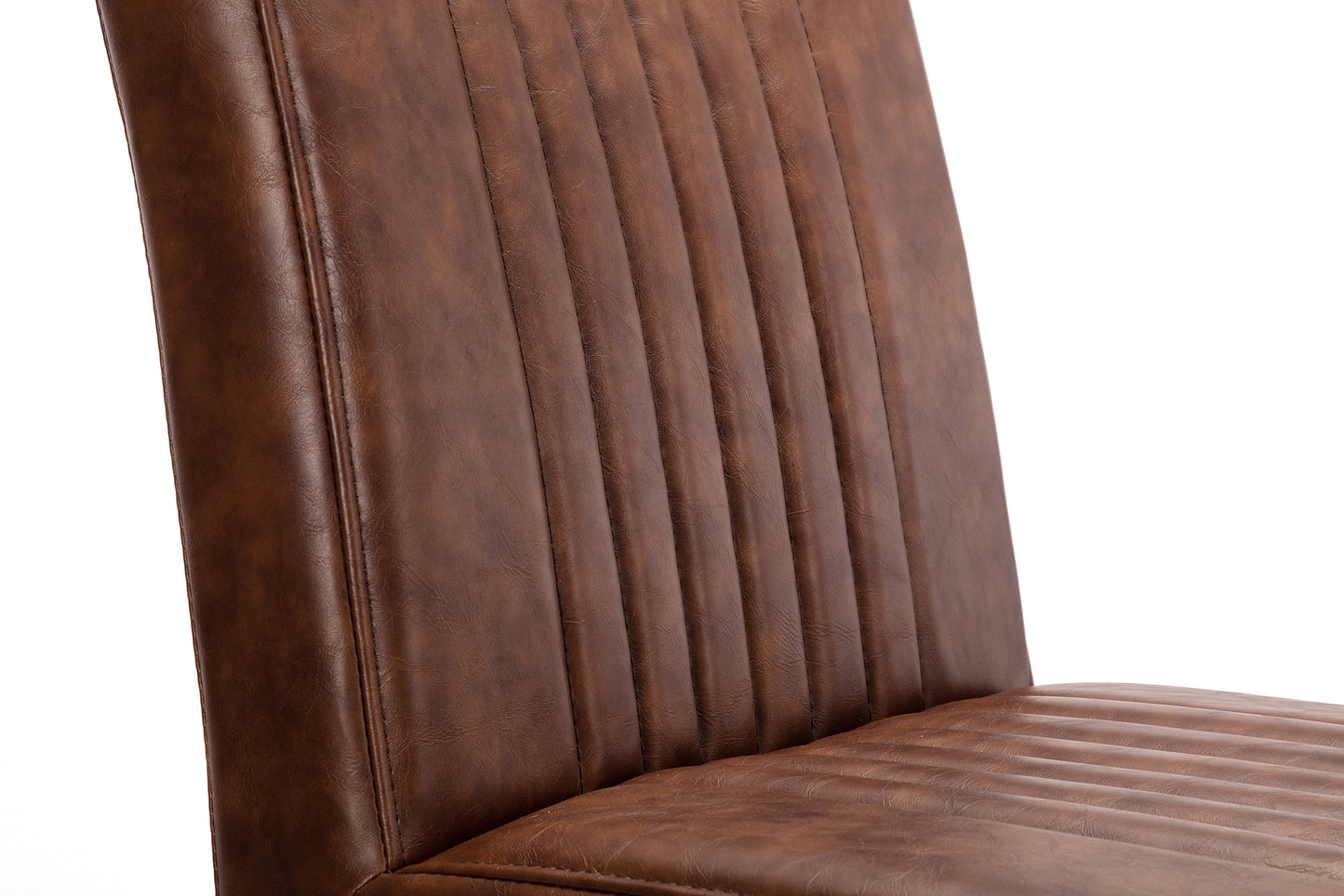 BROOKLYN DINING CHAIR - BROWN FAUX LEATHER & SQUARE GUNMETAL