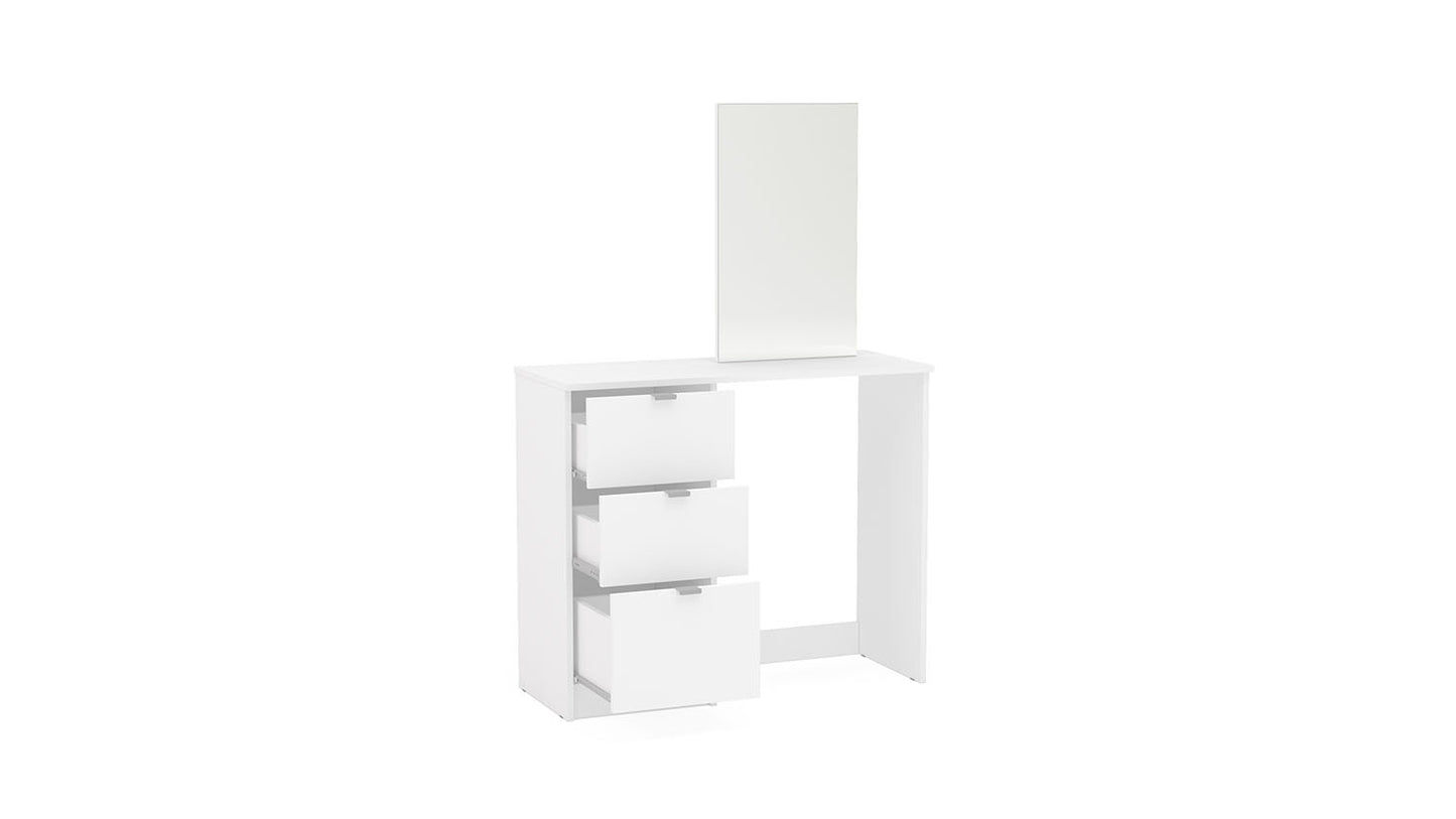 Madison 3 Drawer Dressing Table & Mirror White