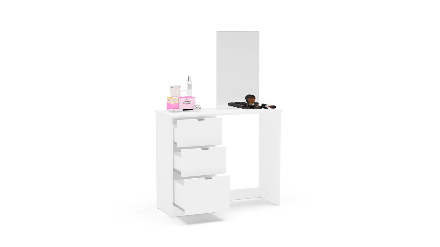 Madison 3 Drawer Dressing Table & Mirror White