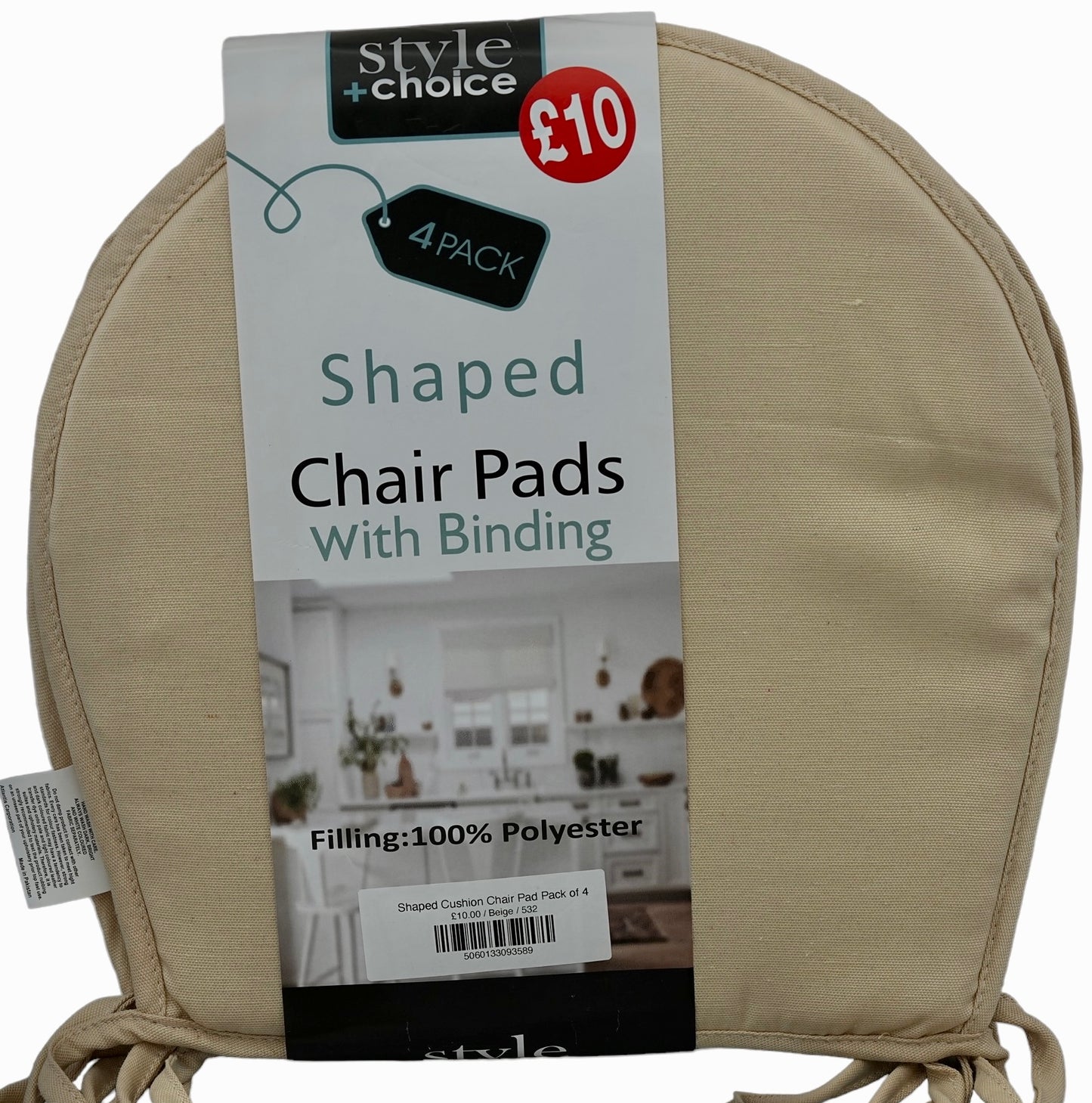 Shaped Cushion Chair Pad Pack of 4