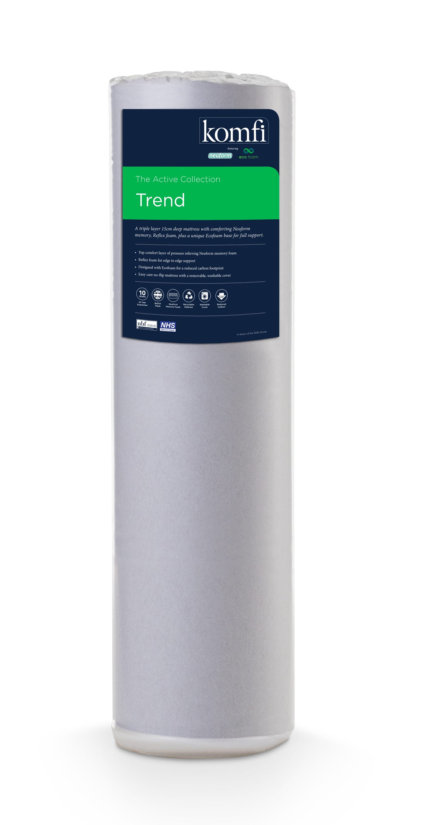 Double 4'6 Komfi Active Trend Foam Mattress FREE DELIVERY